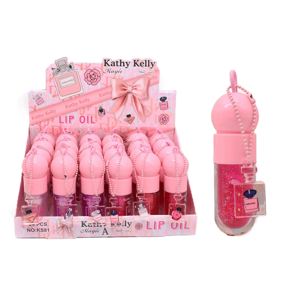 Kathy Kelly Magic Lip Oil – Glitter & Tinted Hydrating Lip Gloss with Keychain Charm (ACO2120)