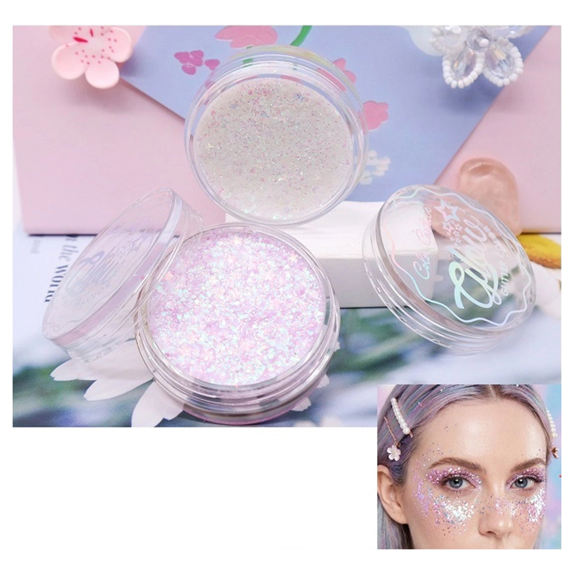 Color Castile 4-Color Glow Glitter Makeup Set – 24-Piece Bulk Display Box | Holographic Face, Body, and Eye Cosmetic Glitter Pots (ACO2154)