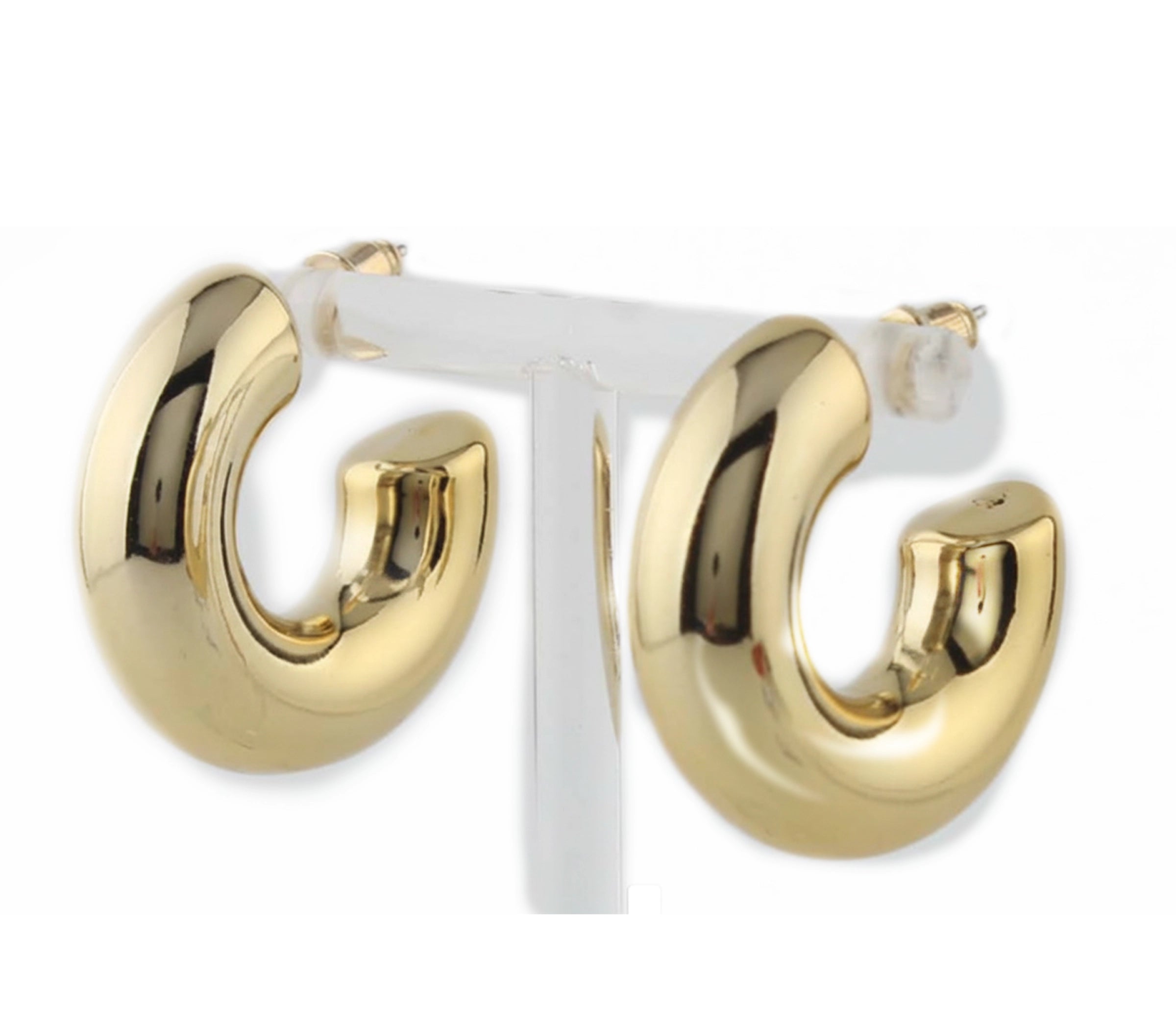 Chunky Gold Dome Hoop Earrings (2.5x3 CM)