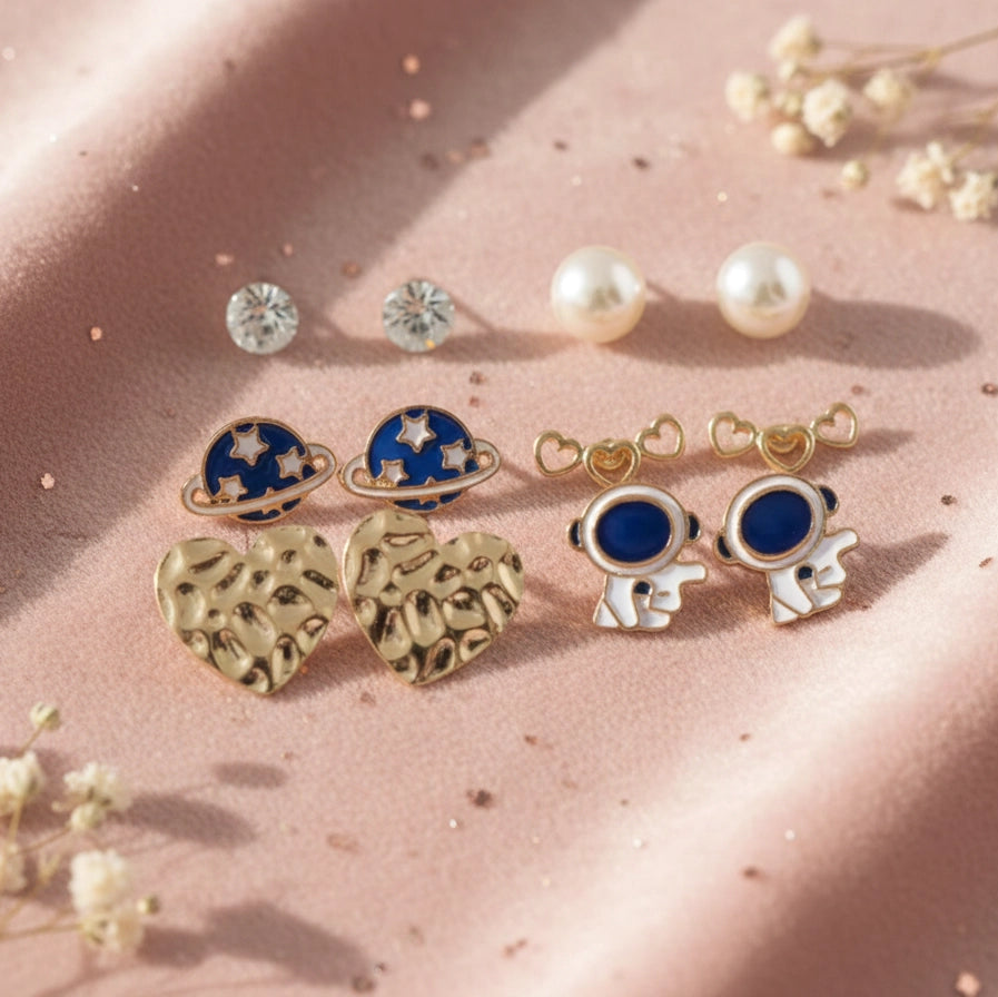 Explore the Style Galaxy! 12-Piece Mixed-Metal Celestial Earring Set