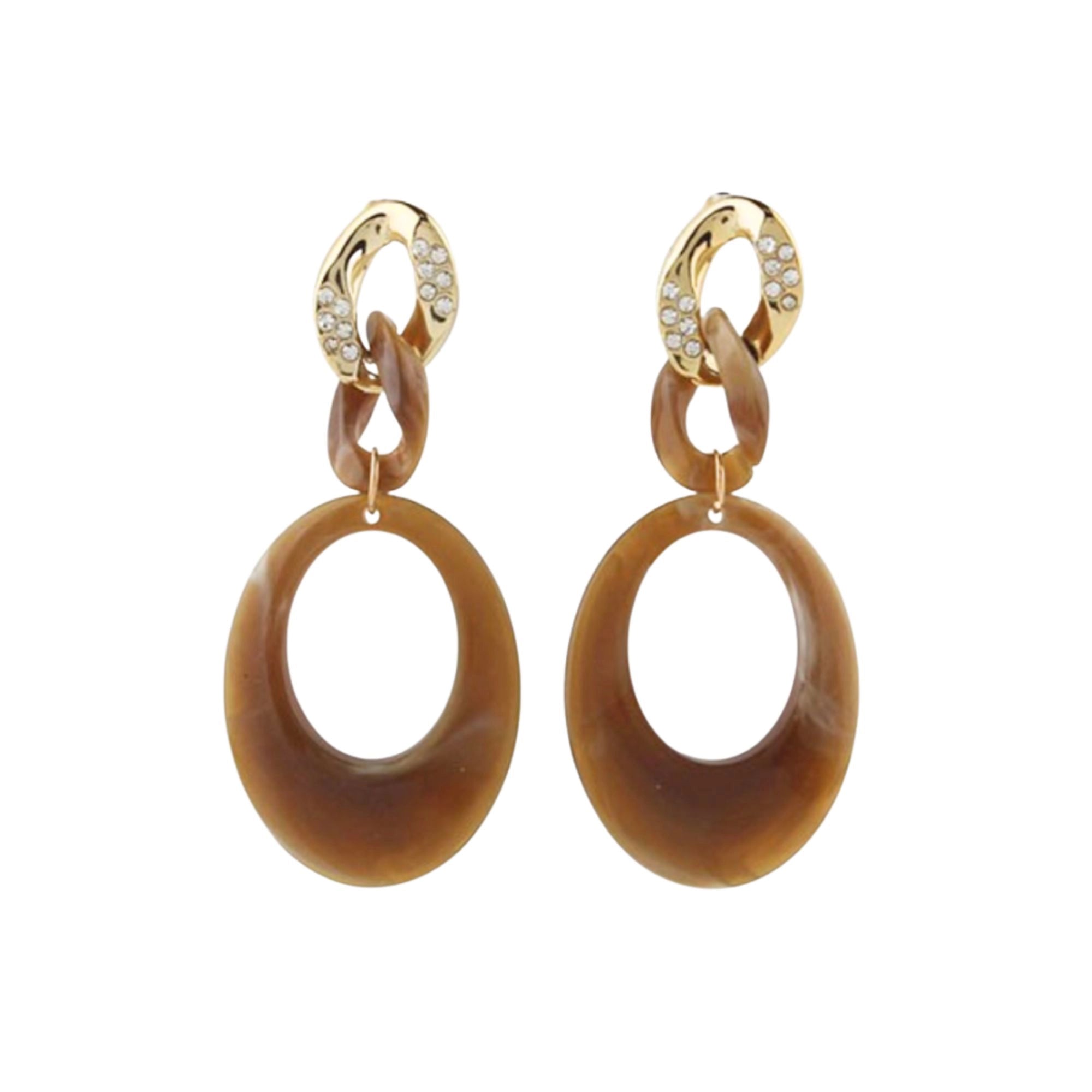 Marbled Resin Link Drop Earrings | Retro Tortoise Chain