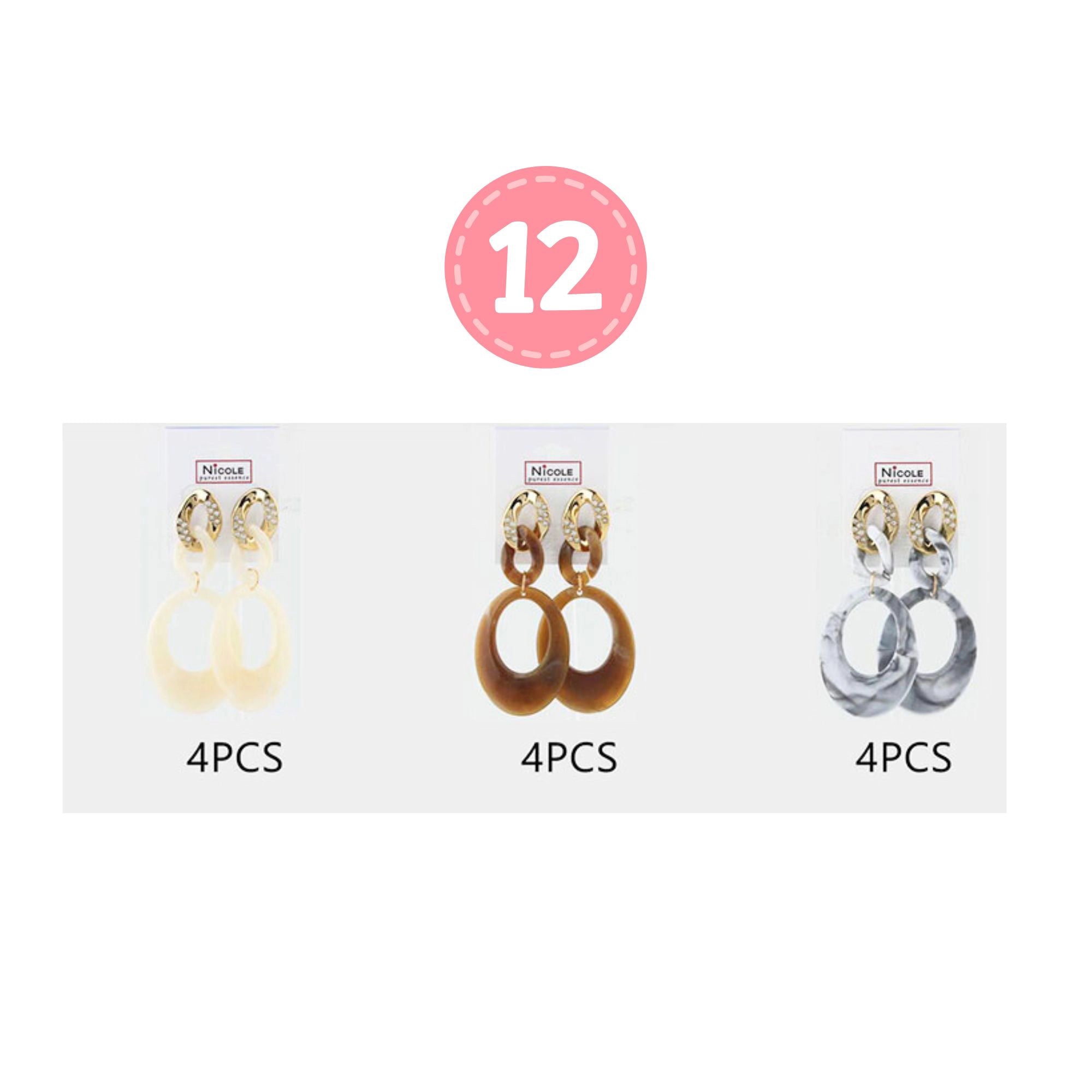 Marbled Resin Link Drop Earrings | Retro Tortoise Chain