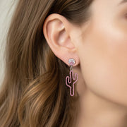 Tropical & Trendy! 5cm Rhinestone Flamingo and Cactus Dangles