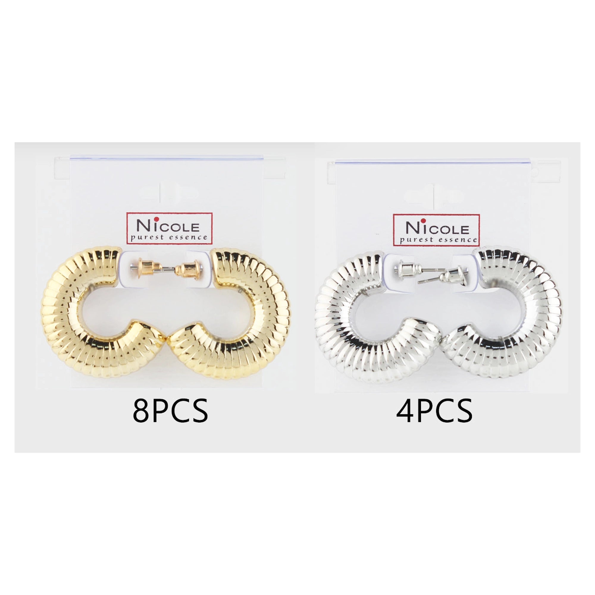 Chunky Ridged Gold/Silver Tone Hoop Earrings for Bold Style