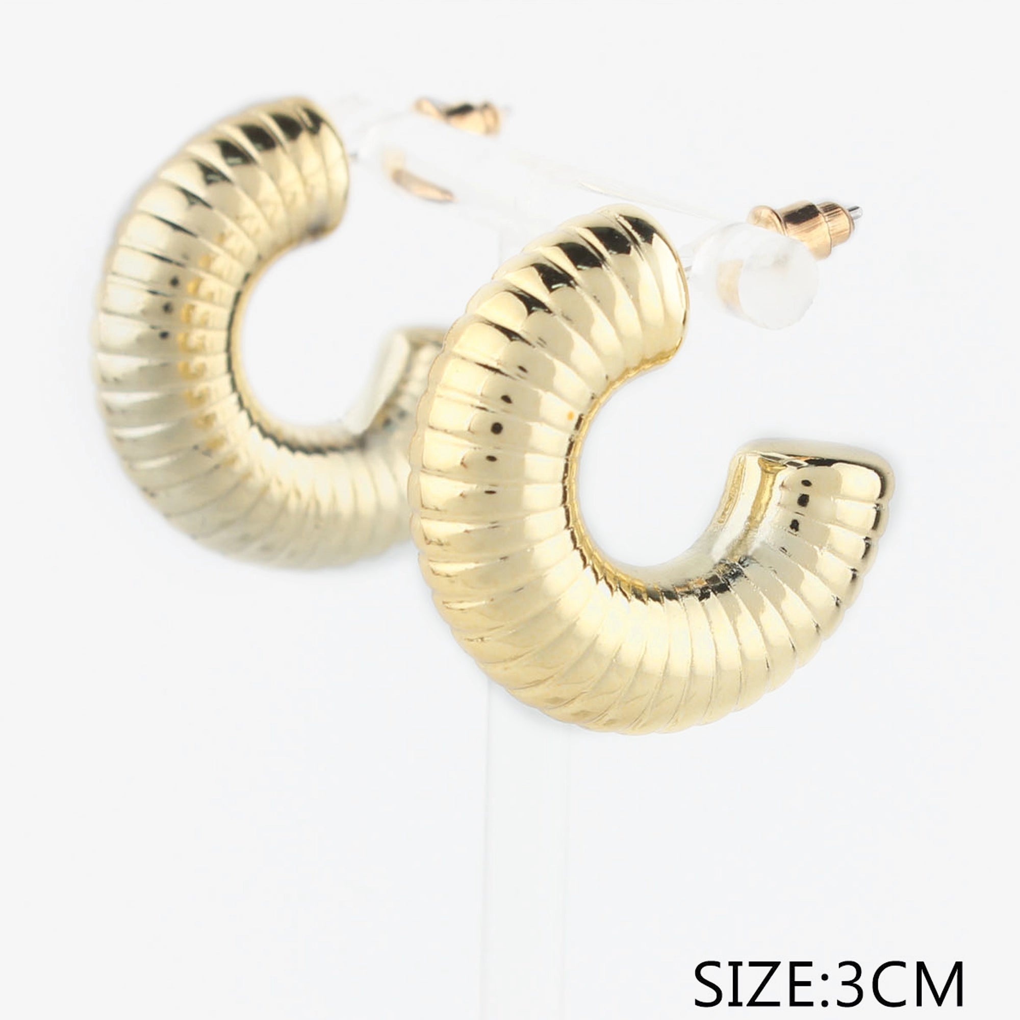 Chunky Ridged Gold/Silver Tone Hoop Earrings for Bold Style