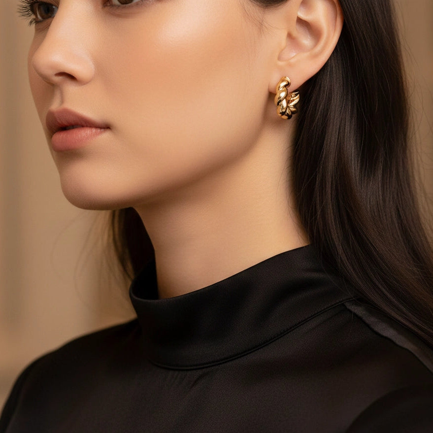 3cm Bold Twisted Hoop Earrings (Dual Tone)