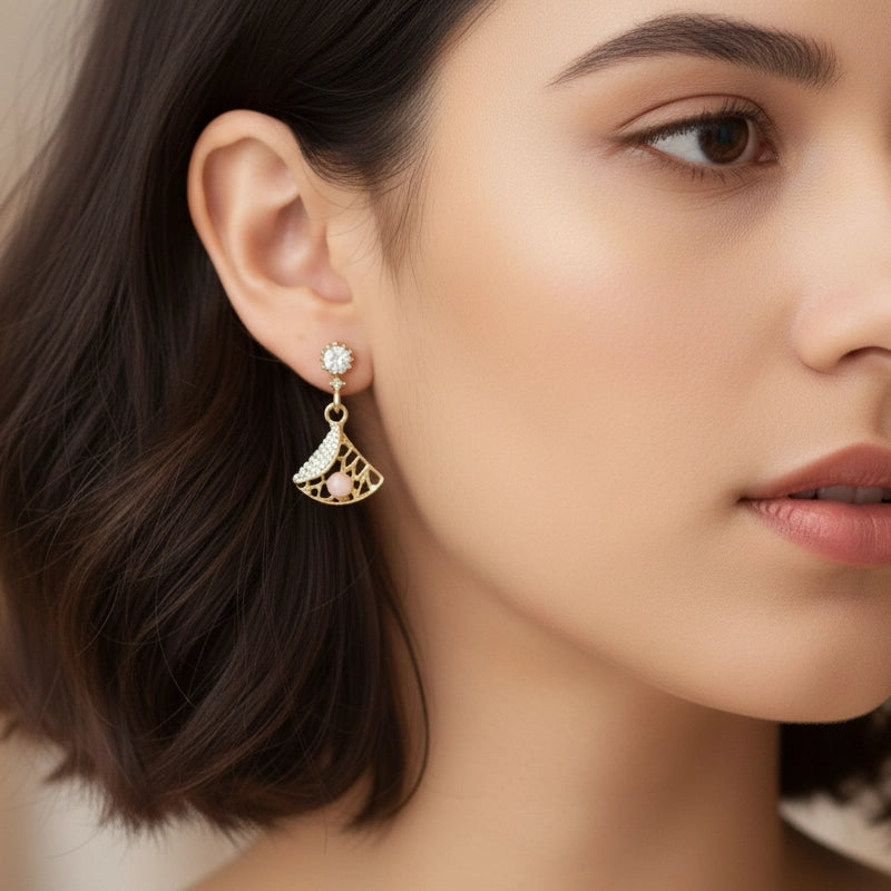 Art Deco-Inspired Filigree Drop Earrings with Faux Pearl