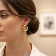 Abstract Pebble C-Hoop Earrings (Dual Tone) - 3.5cm