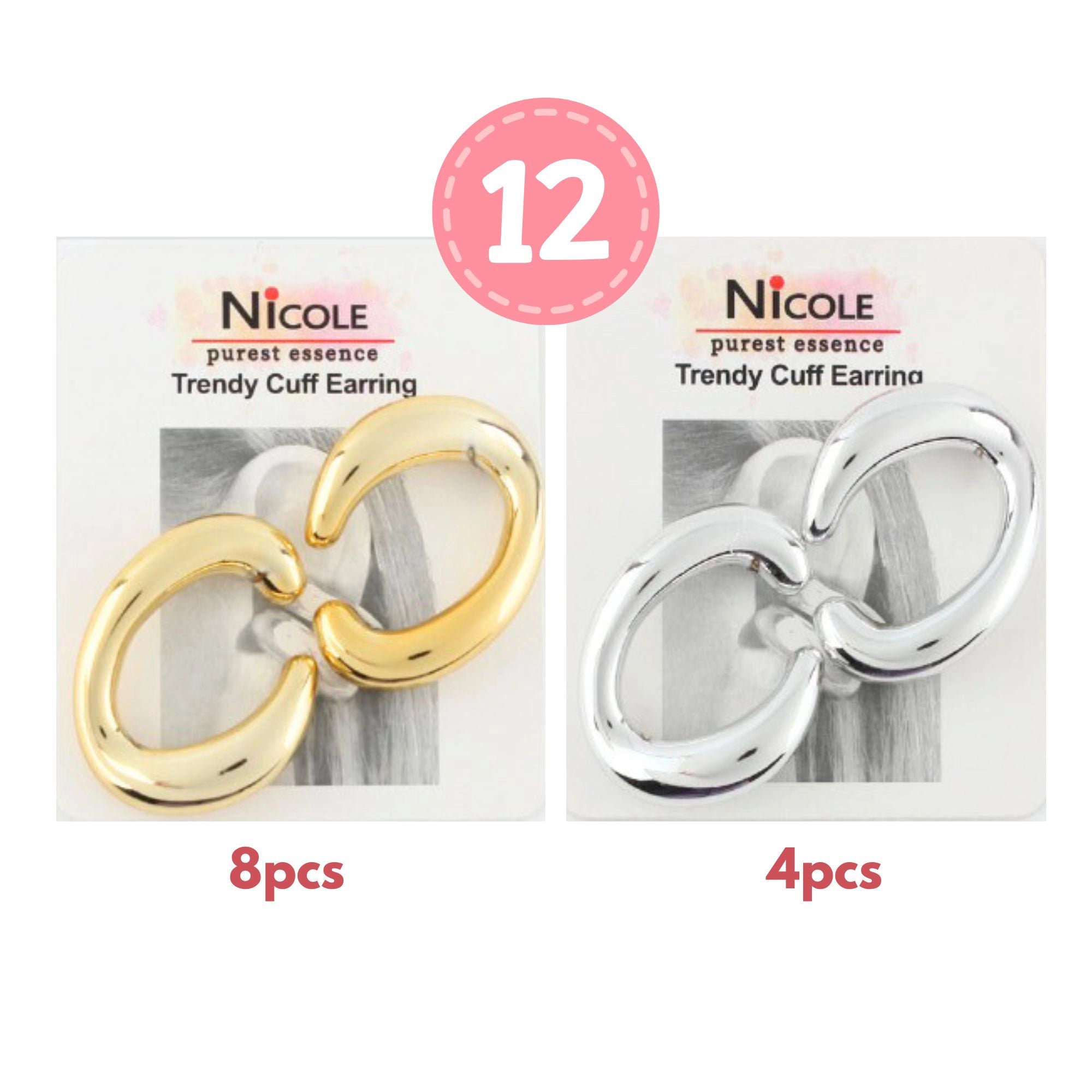 No Piercing, All Style Chunky Gold/Silver Tone Ear Cuff Set for the Viral Look