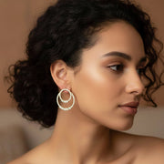 Double Layer Rhinestone Hoop Earrings (Tri-Tone Sparkle)