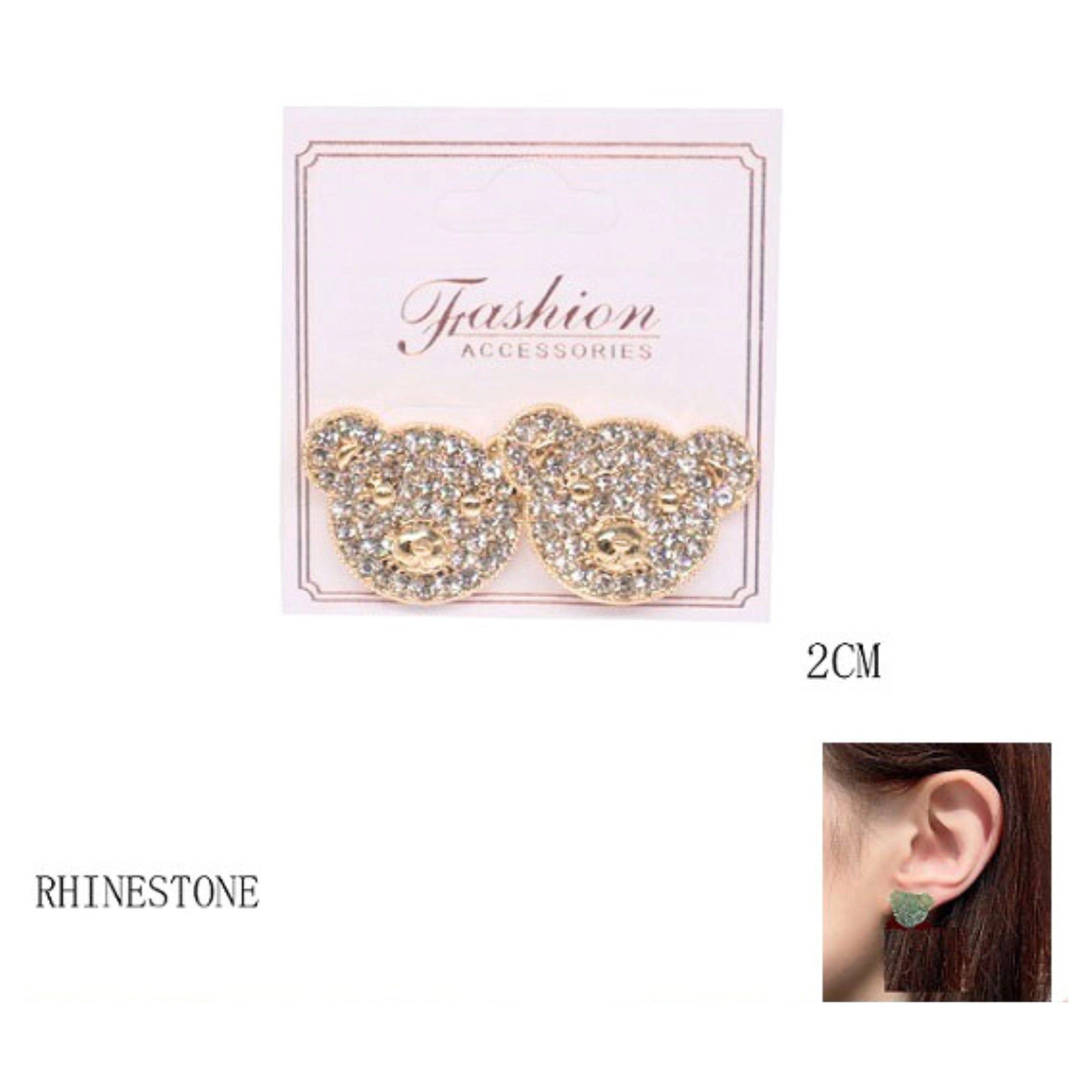 Sparkling Teddy Bear Stud Earrings | Pave Crystal Charm Jewelry
