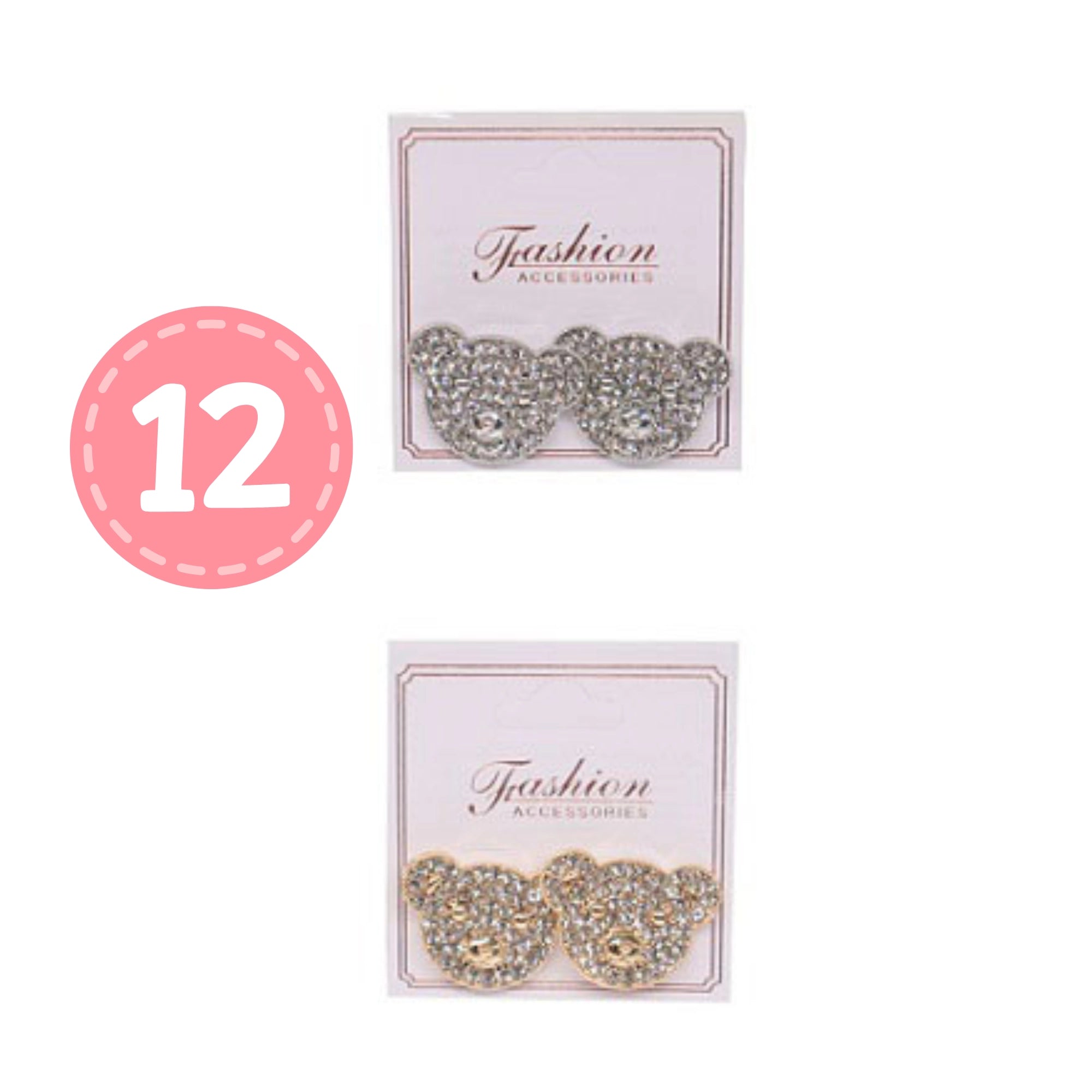 Sparkling Teddy Bear Stud Earrings | Pave Crystal Charm Jewelry