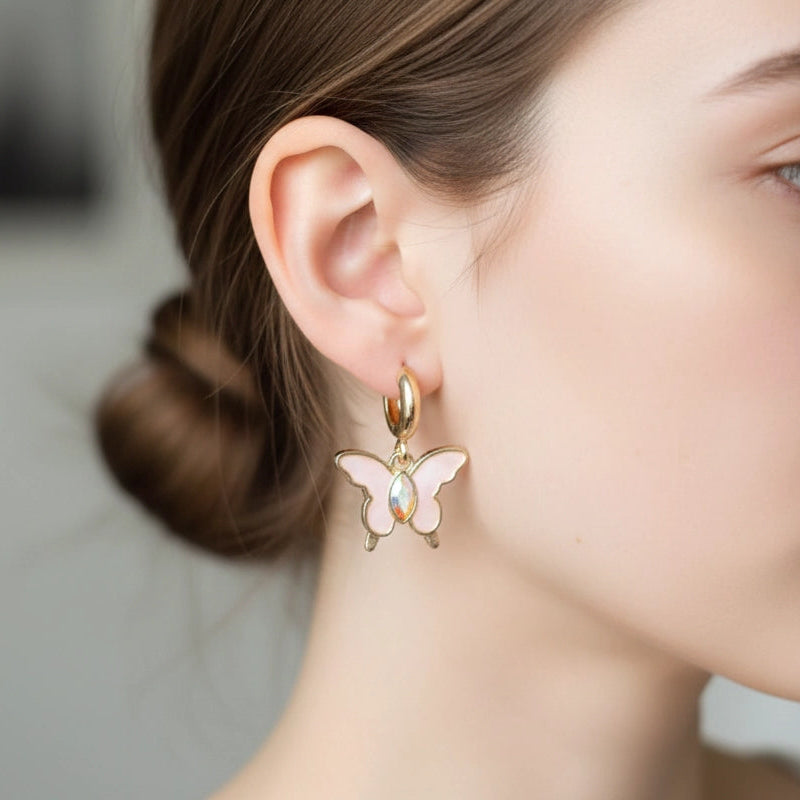 Flutter & Fly: Enamel Butterfly Dangle Hoop Earring Assortment