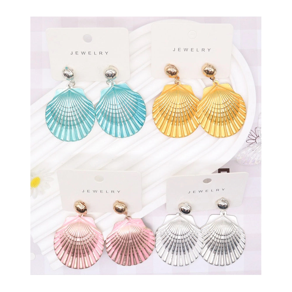 Tropical Scallop Shell Statement Drop Earrings (AER1752)