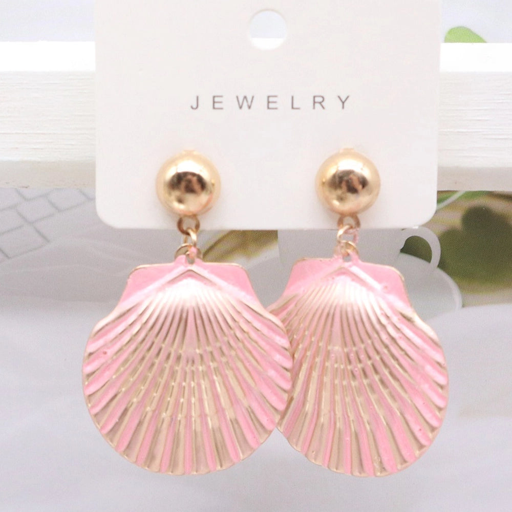 Tropical Scallop Shell Statement Drop Earrings (AER1752)