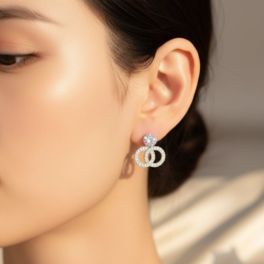 Triple the Chic! Elegant Interlocking Circle Pave Statement Studs