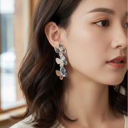 Tiered Butterfly Dangle Earrings - Cascading Metallic Butterfly Drop Statement Jewelry (AER1790)