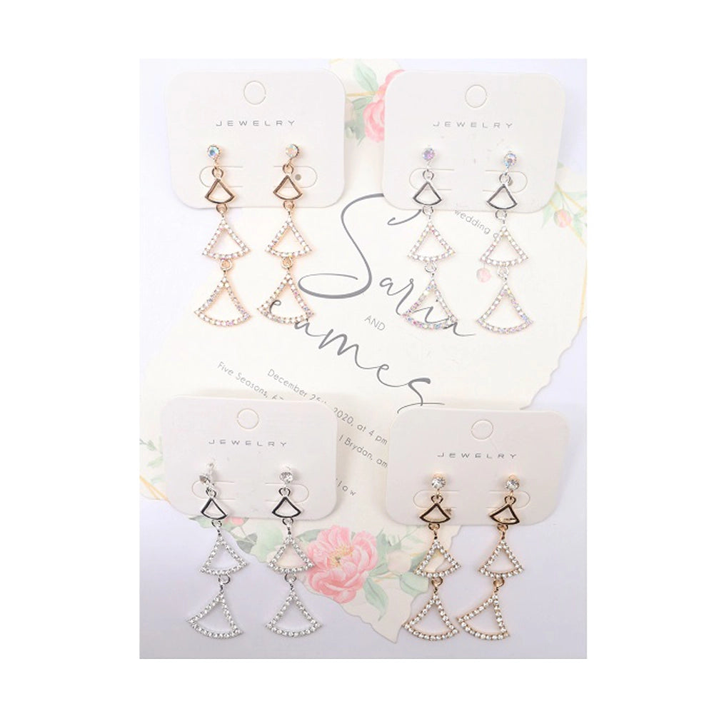 Rhinestone Tiered Drop Earrings - Sparkling Art Deco Dangle Earrings for Weddings, Prom & Formal Events (AER1821)