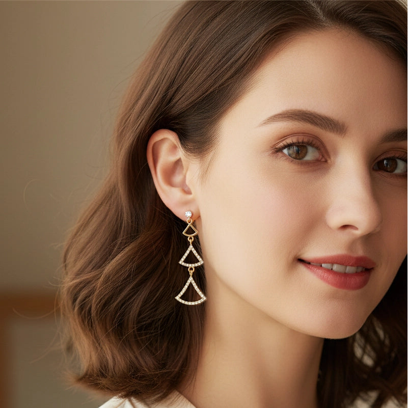 Rhinestone Tiered Drop Earrings - Sparkling Art Deco Dangle Earrings for Weddings, Prom & Formal Events (AER1821)