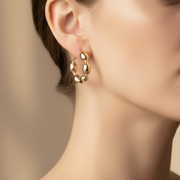 Chunky Beaded Hoop Earrings for Women – Textured Metallic Statement Huggies in Gold and Silver (AER1853)