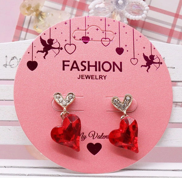 Romantic Crystal Heart Drop Earrings – Sparkling Valentine’s Day Dangle Earrings for Women (AER1861)