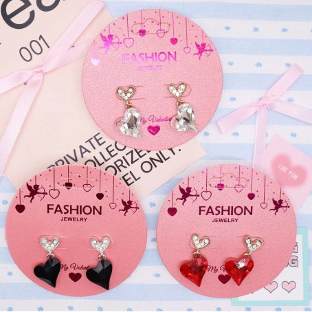Romantic Crystal Heart Drop Earrings – Sparkling Valentine’s Day Dangle Earrings for Women (AER1861)