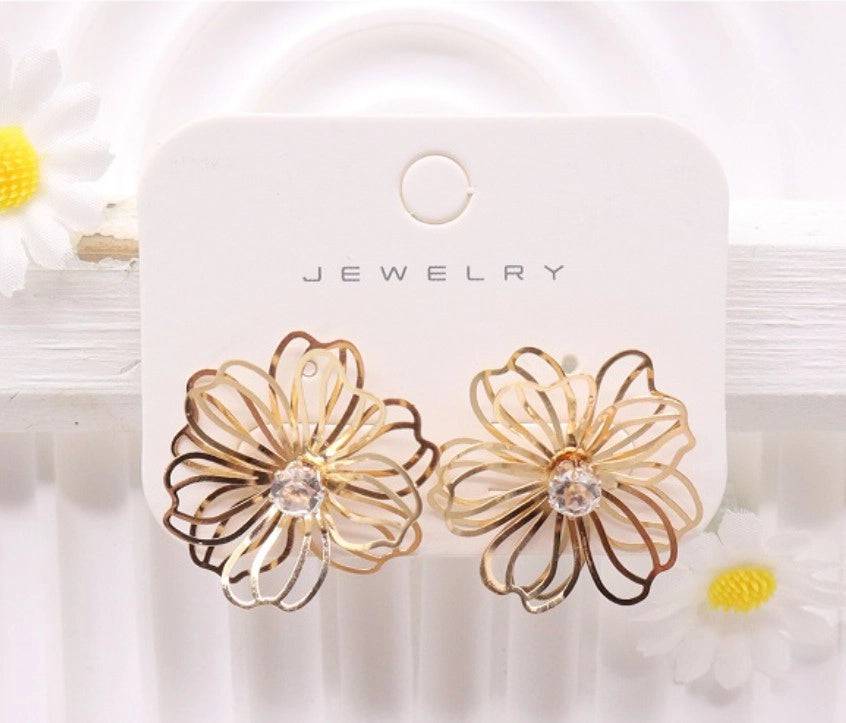 Elegant Hollow Floral Stud Earrings (AER1875)