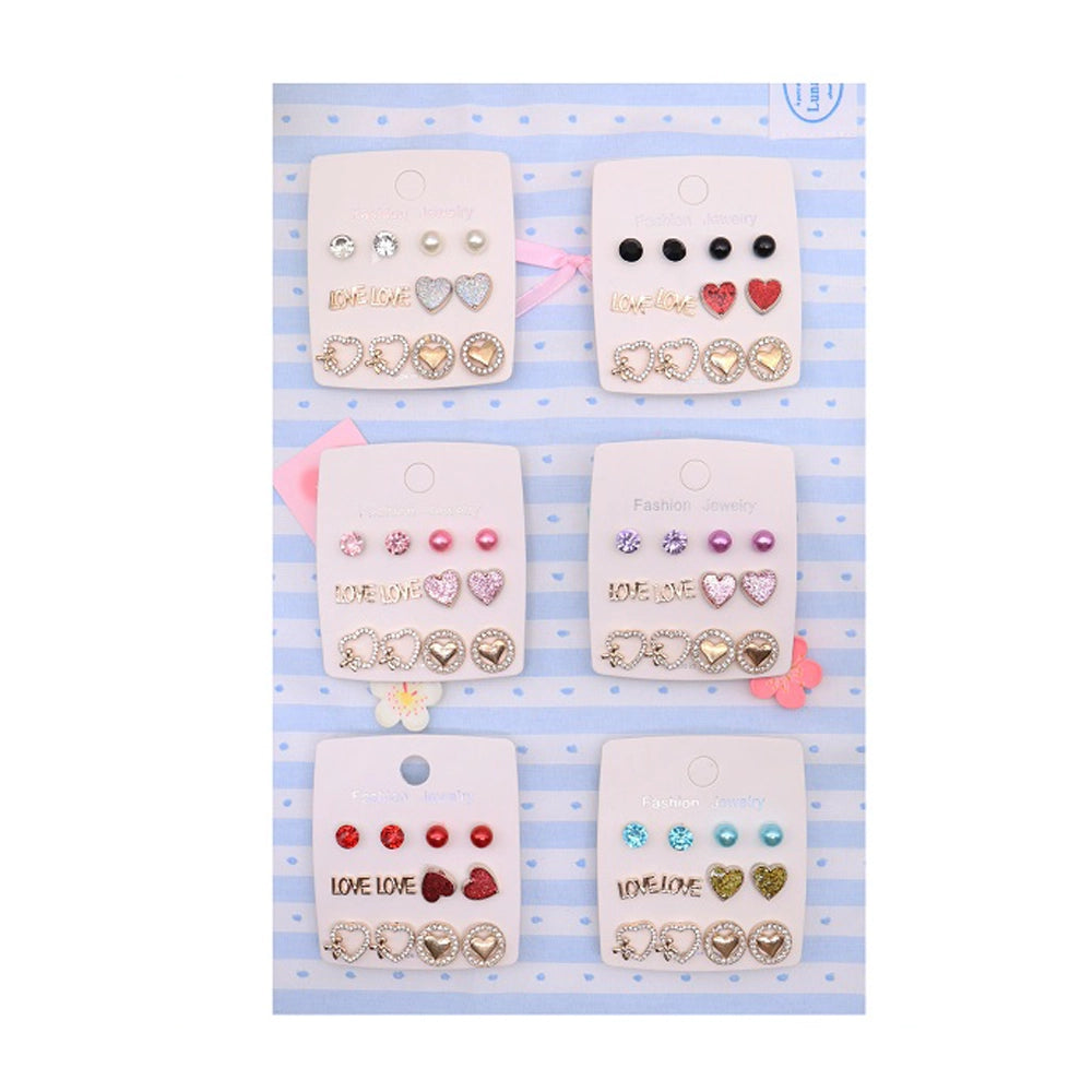 Heart & Love Stud Set Valentines Collection Earrings (AER1886)