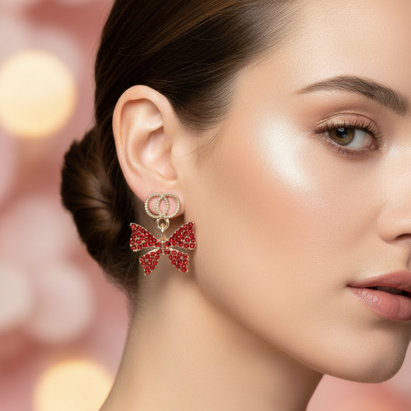 Sparkling Crystal Butterfly Drop Earrings - Elegant Rhinestone Jewelry (ABR1416)
