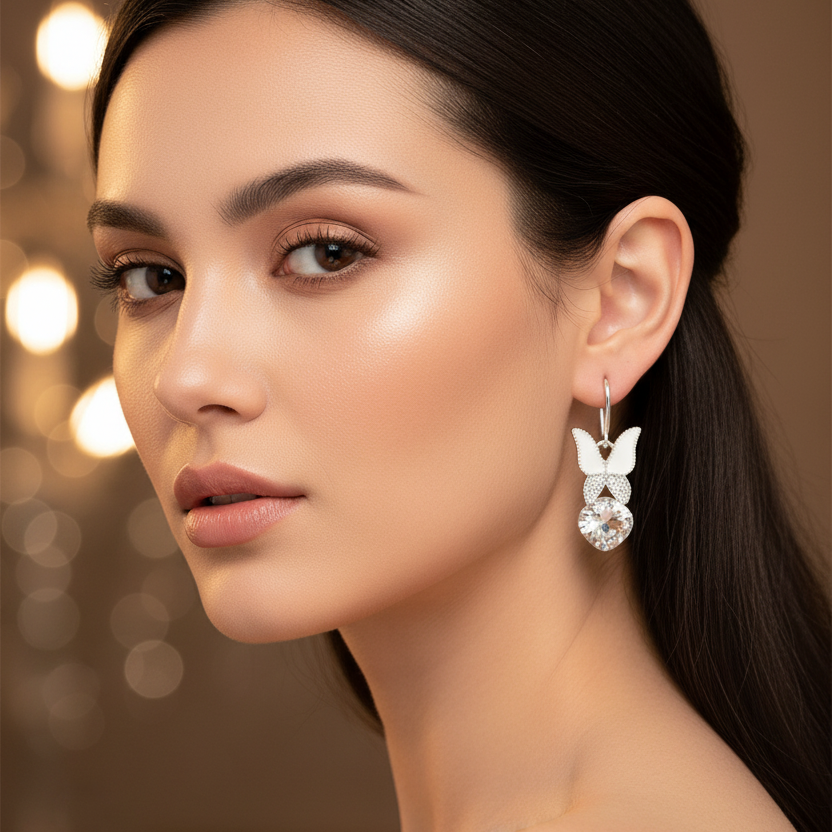 Sparkling Rabbit Rhinestone Drop Earrings (AER1917)