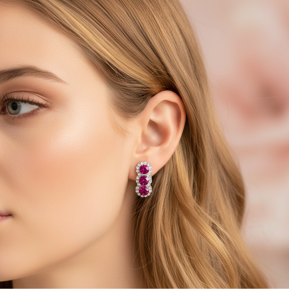 Elegant Triple-Stone Rhinestone Stud Earrings(AER1922)