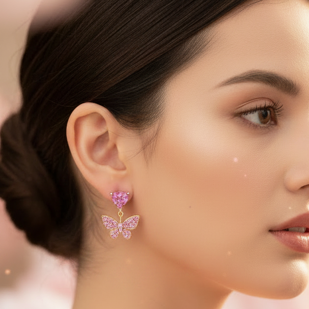 Dazzling Crystal Butterfly Drop Earrings – Sparkling Rhinestone Statement Jewelry (AER1923)
