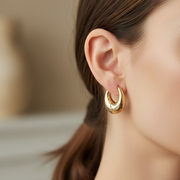Vintage Pearl Floral & Chunky Gold Hoop Earrings (AER1927)