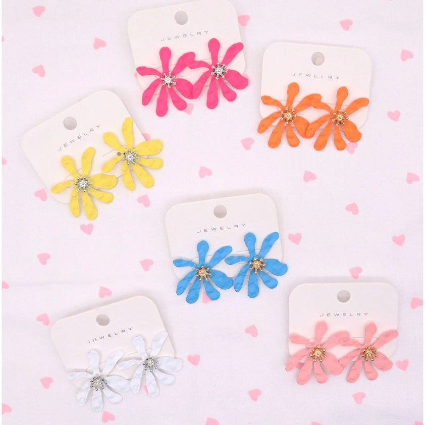 Vibrant Matte Floral Burst Stud Earrings (AER1948)