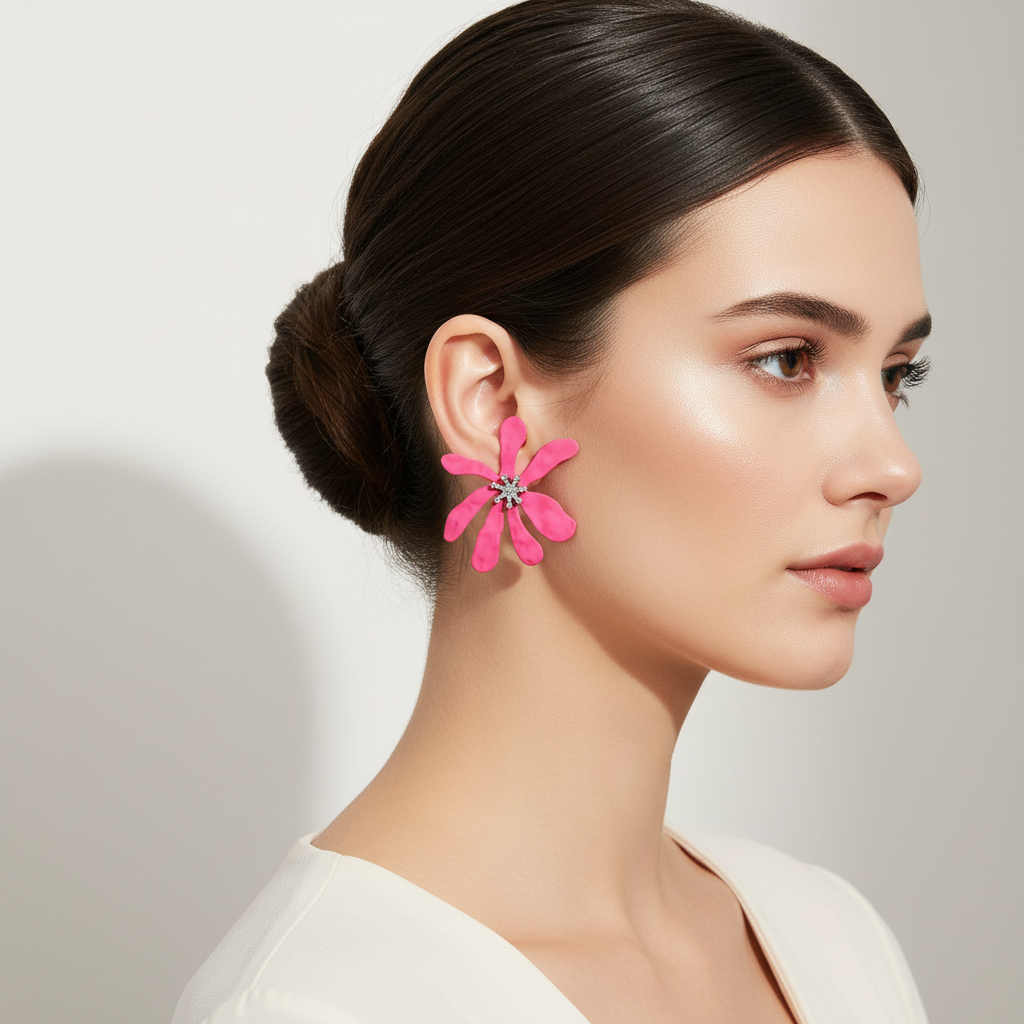 Vibrant Matte Floral Burst Stud Earrings (AER1948)