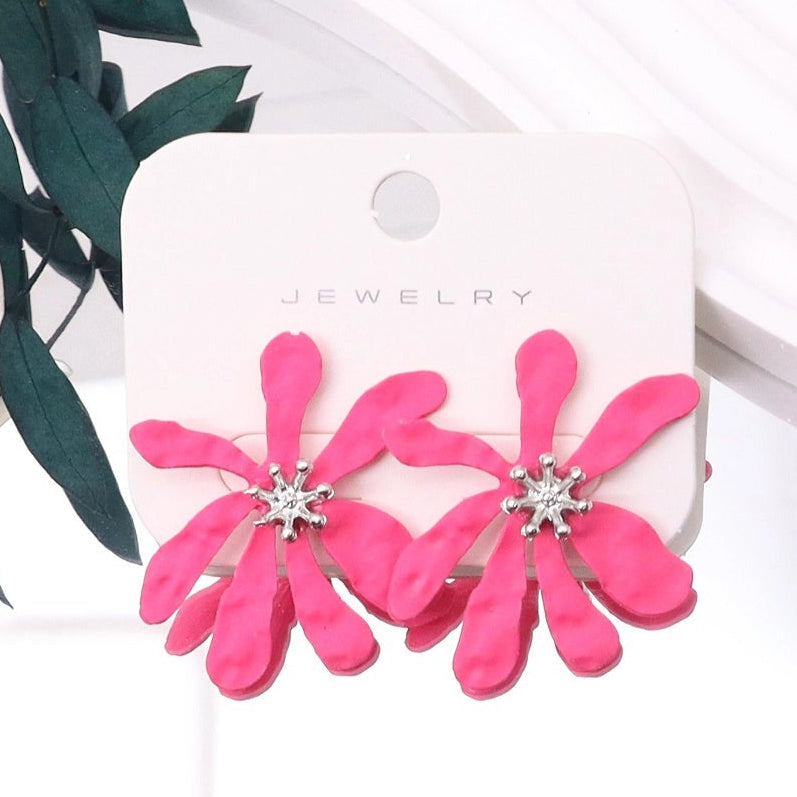 Vibrant Matte Floral Burst Stud Earrings (AER1948)
