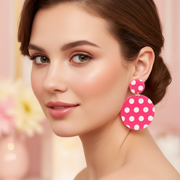 Retro Polka Dot Drop Earrings – Vintage Acrylic Statement Dangle Earrings for Women (AER1975)