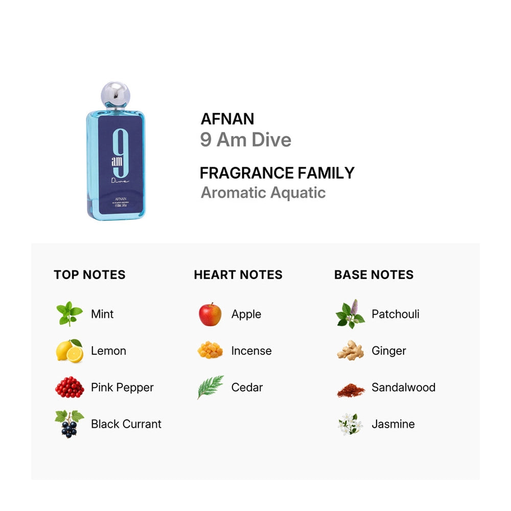 Afnan - 9AM Dive Eau de Parfum Spray - Unisex Fragrance (3.4 oz)