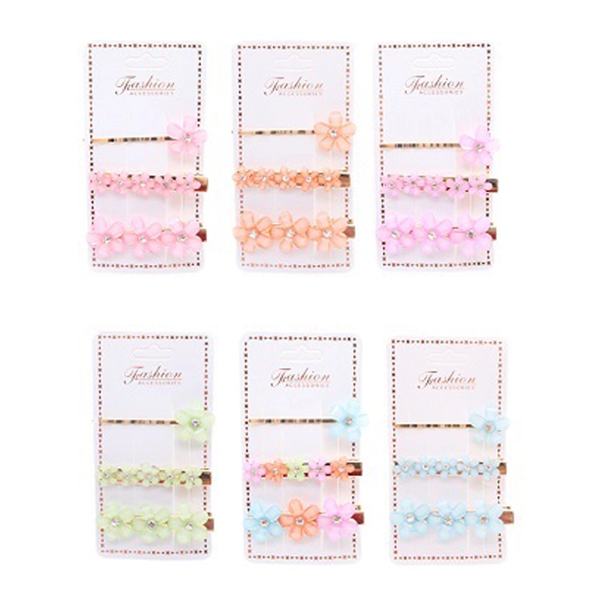 3pc Floral Rhinestone Hair Clip Set – Elegant Matte Flower Bobby Pins & Alligator Hair Barrettes for Women and Girls, Pastel Hair Accessories (AHR1156)