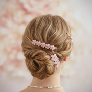 3pc Floral Rhinestone Hair Clip Set – Elegant Matte Flower Bobby Pins & Alligator Hair Barrettes for Women and Girls, Pastel Hair Accessories (AHR1156)