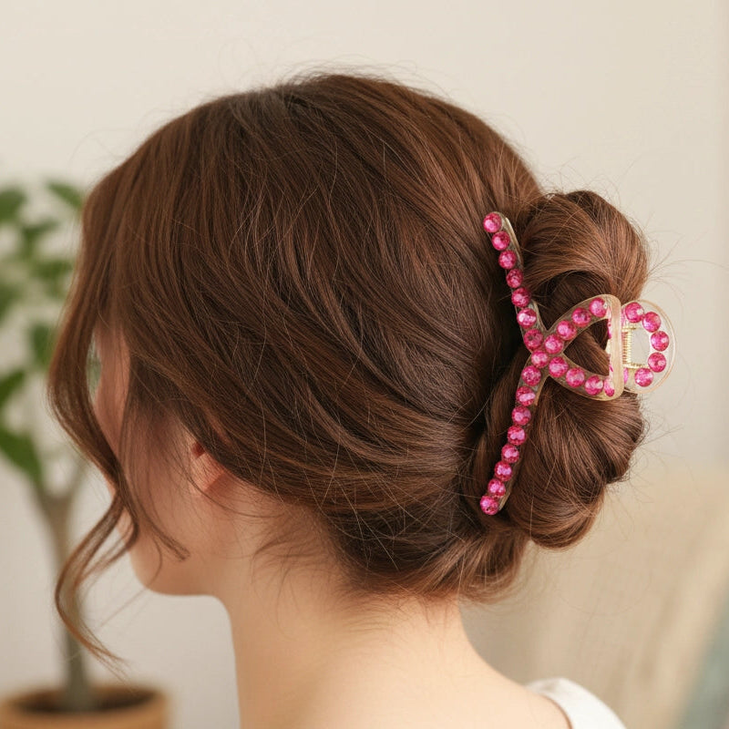 Dazzling Duo Rhinestone Twist Hair Claw Clip for Instant Sparkle