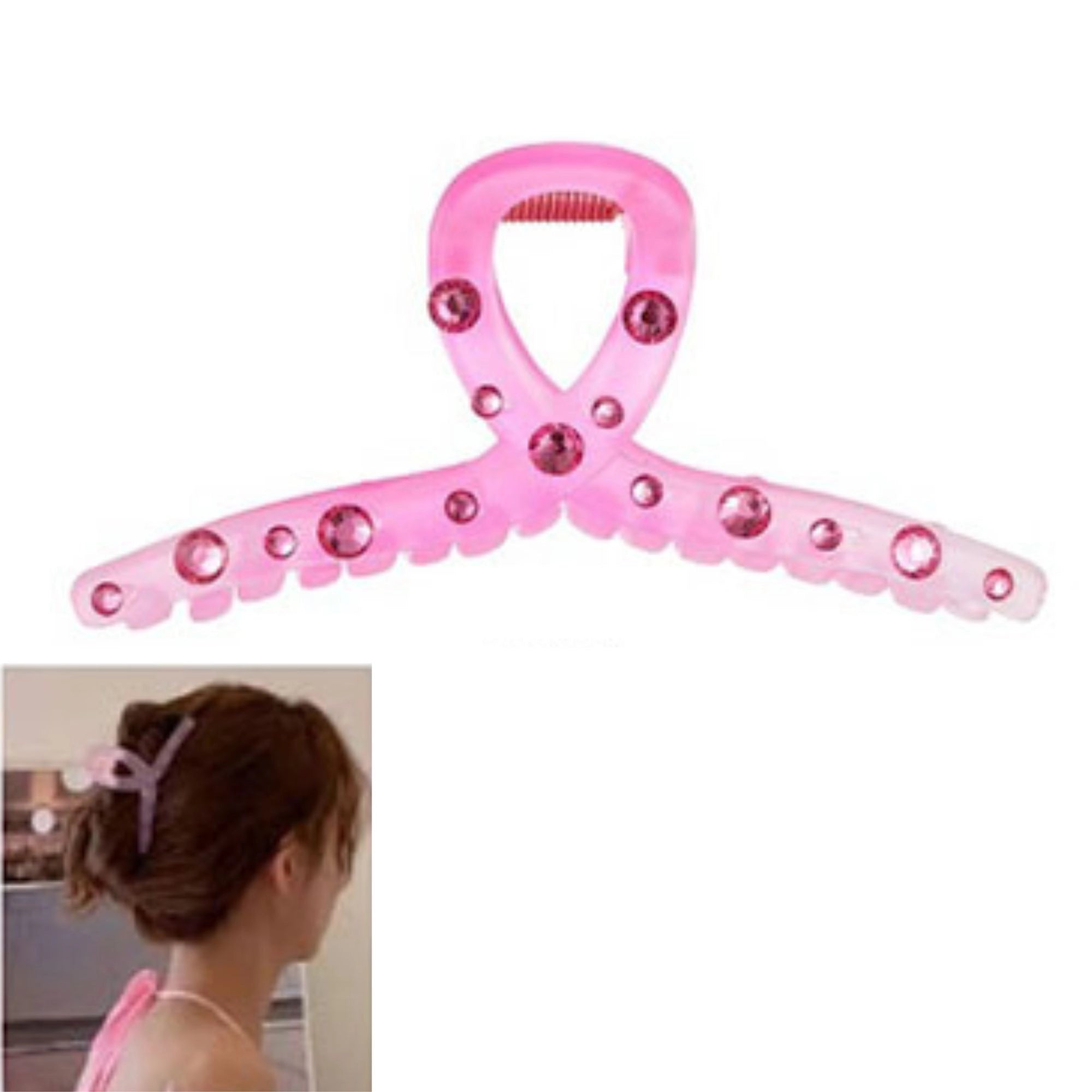 Glam Infinity Pink Rhinestone Hair Claw for Statement Updos | 11 cm