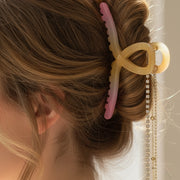 Elegant Gradient Hair Claw Clip with Gold Chain Tassels | 11cm Claw