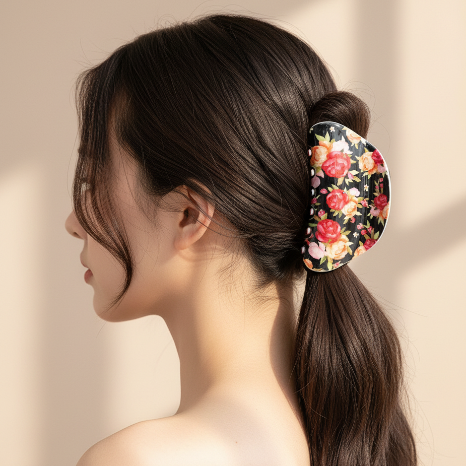 Vintage Floral Garden Large Hair Claw Clip (AHR2133)