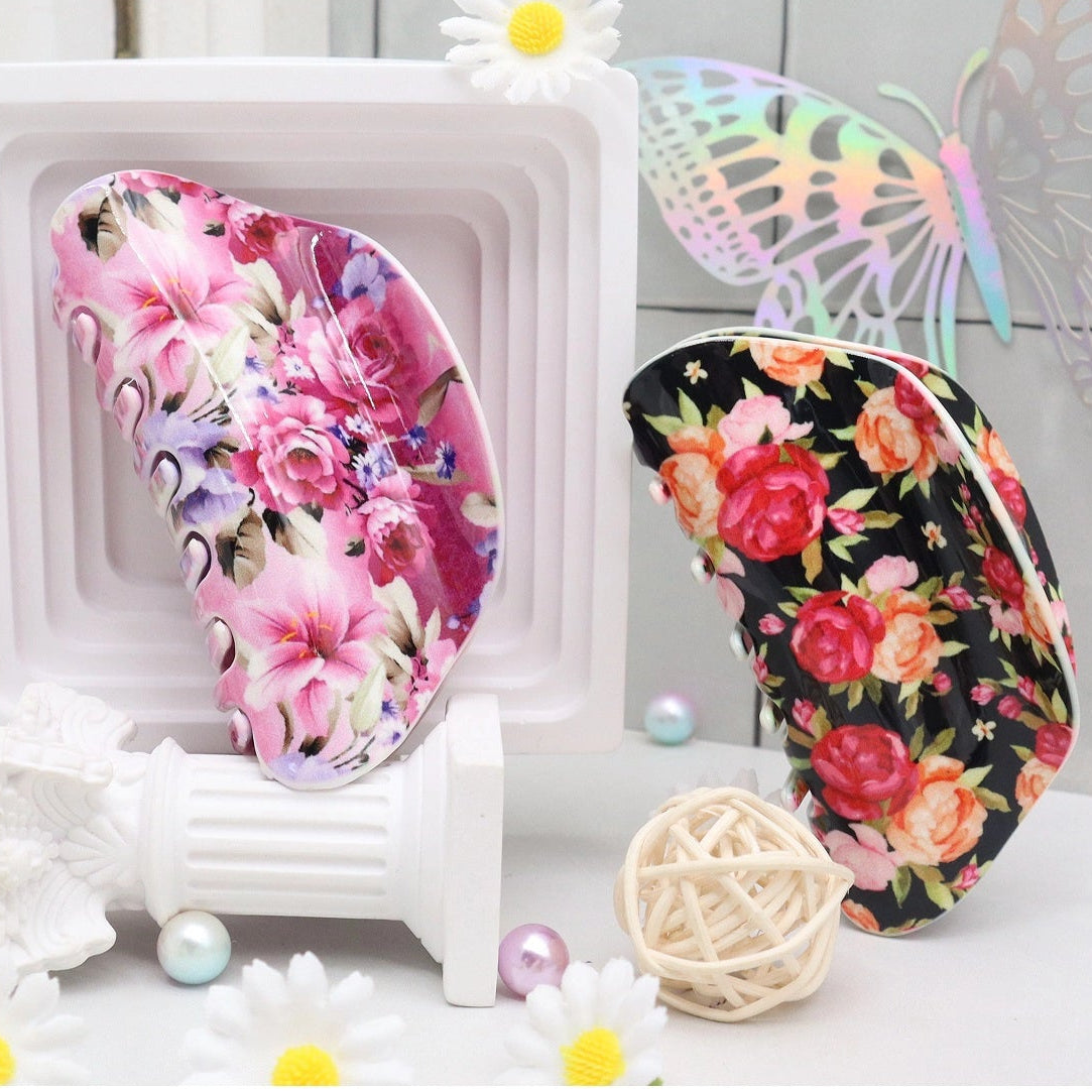 Vintage Floral Garden Large Hair Claw Clip (AHR2133)