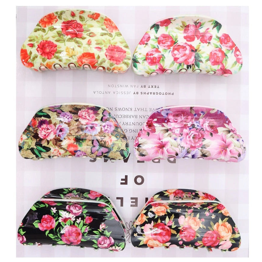 Vintage Floral Garden Large Hair Claw Clip (AHR2133)