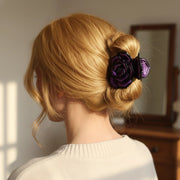 Metallic Rose Flower Claw Hair Clips