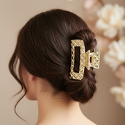 Elegant Geometric Metal Hair Claws - Textured Nonslip Jaw Clips (AHR2152)