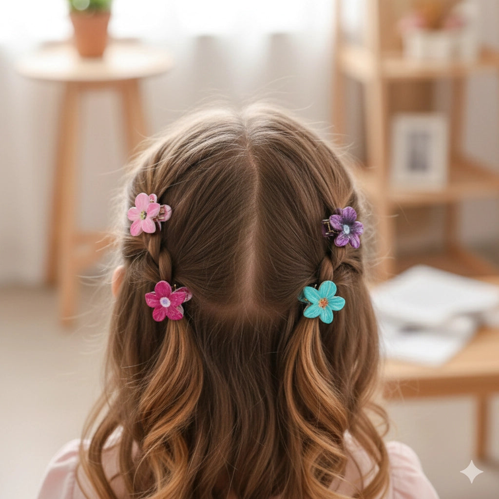 Charming Floral Mini Hair Clip Set 6pc/card (AHR2175)