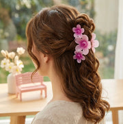 Floral Triple-Bloom Matte Hair Claw Clip | Y2K Aesthetic Hair Accessory (AHR2191)